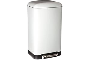 JJA 133680 Poubelle Métal Blanc 35 x 32 x 62 cm 30 L