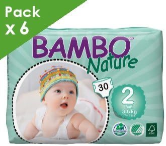 BAMBO NATURE MINI 2 - Baby from 3 to 6 kg - Box of 180 diapers