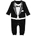 Moin®Lovely Infant Baby Wedding Tuxedo Waistcoat Design 1pc Cotton Outfit with Bow Tie Siamese Romper Climbing Clothes Boys Baptisaml Gown Pyjamas Suit Black
