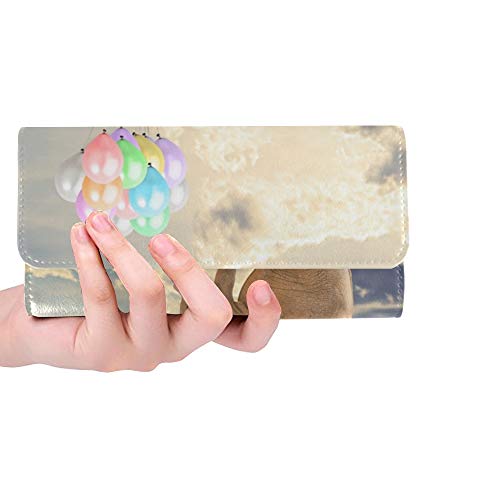 Preisvergleich Produktbild Einzigartiger Elefant-Fliegen-Ballon-Himmel-Frauen-... Geldbeutel-Lange Geldbeutel-Kreditkarteninhaber-Fall-H...