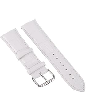 22mm Herren Damen Weiß Genuine Leder Vintage Klassische Uhren-Armband Uhrenarmbänder Uhrband Watch Band Watch...
