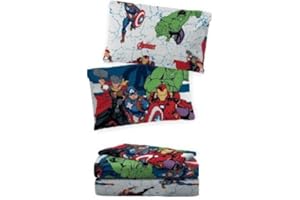 IL DOLCE STILE DELLA TUA CASA Juego completo de sábanas de plaza y media o de 1 plaza para habitación infantil, 100% algodón, estampado Spiderman Avengers Cars (avengers individuales)