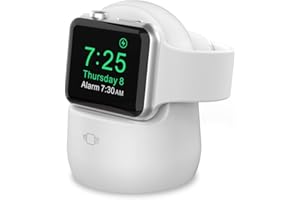 AHASTYLE iWatch Charger Stand Silicone Dock Holder for Apple Watch Ultra 2, Ultra, SE2, SE, Series 10 9 8 7 6 5 4 3 2 1 (49/46/45/44/42/41/40/38mm), Supports Nightstand Mode (White)