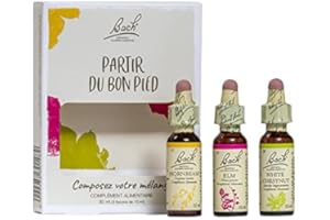 Kit de 3 Fleurs de Bach Original, Coffret, Complément alimentaire, Partir du Bon Pied, Pour plus d'entrain, de sérénité, d'assurance, idéal pour les reprises, travail, Vegan, 3 flacons de 10 ml