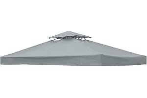 GREEN BAY Greenbay Grey Replacement Top Fabric for 3x3m Gazebo Pavilion Roof Canopy with Air Vent - 2 Separate Cover Pieces for 2-Tier Frame Gazebo