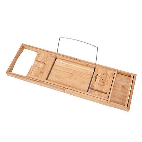 verstellbar ausziehbar Badewanne Rack Badezimmer Aufbewahrung Bambus Bad Caddy Badewanne Rack Badezimmer Aufbewahrung Bambus Bad Caddy Tray - 5