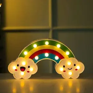 SATYAM KRAFT Rainbow Marquee LED Night Light for Gifting, Kids Room Decor, Bedroom, Living Room, Night Light Lamp, Wall Lamp and Home Decoration (Pack of 1,Yellow)