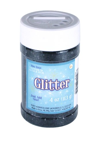 SulynBlack Glitter Jar, 4 Ounces, Non-Toxic, Reusable Jar with Easy to Use Shaker Top, Multiple Slot Openings for Easy Dispensing and Mess Reduction, SUL51128