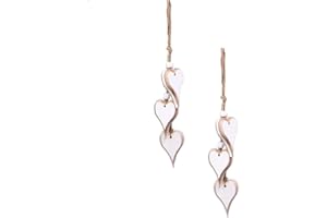 XNSHUN Deko Herz Hänger, 2 Stück Anhänger Herz Aus Holz Hängedeko, Natur-Deko Fensterdeko, Wanddeko Mitbringsel Hochzeitsdeko, Raumdeko Zum Aufhängen Für Wohnzimmer Fenster (02)