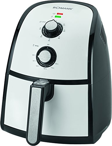 Bomann FR 2301 H CB Heißluft-Fritteuse 2,2 L Fassungsvermögen, stufenlos regelbarer Thermostat, Timer, 1500 W, schwarz / weiß