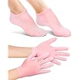 Silicone Moisturizing Socks & Gloves (1 Pair Each) for Intensive Hydration, Roughness Relief & Callus Treatment, Hydrating Skin Care for Dry, Cracked Hands & Feet, Suitable for Most Sizes
