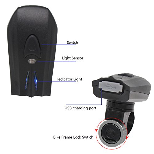 Xcellent Global Smart Fahrrad Frontlicht Scheinwerfer Mit Lichtsensor USB Aufladbar IPX6 Wasserfest LD133 - 3