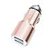 Produktbild I-Sonite Rose Gold Quick Charge Dual-Port-USB-Voll-Aluminium-Gehäuse Auto-Ladegerät Einschuss Adapter (3.1AMP/24W) mit Bruch-Glas-Sicherheits-Hammer für Asus Zenfone 5Z
