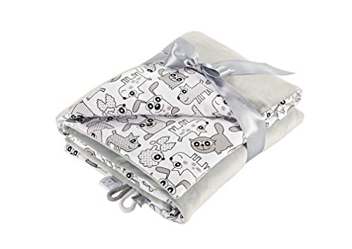 Preisvergleich Produktbild EliMeli Babydecke Kuscheldecke Krabbeldecke 75x100 super weichem Minky Polar Fleece / 100% Baumwolle / Füllung / hoch Qualität / Plüschdecke perfekt für Babys (Grey - Dogs)