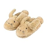  LACOFIA Kleinkind Mädchen Rutschfest Gummisohle Schuhe Kinder Winter Warme Plüsch Kaninchen Hausschuhe Khaki 26/27 EU