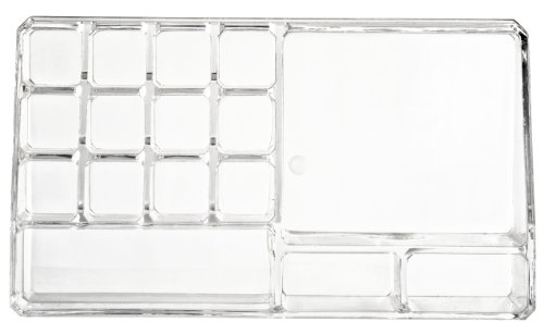WENKO 20986100 Kosmetik Organizer Femme – mit 16 Aufteilungen , Kunststoff – Acryl, 22.5 x 8 x 12.5 cm, Transparent - 6