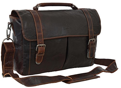 Gusti Leder studio „Geoffrey“ Laptoptasche 15,4 “ Collegetasche Unitasche Businesstasche Dokumententasche Aktentasche Dametasche Herrentasche Dunkelbraun 2B24-20-2 - 6