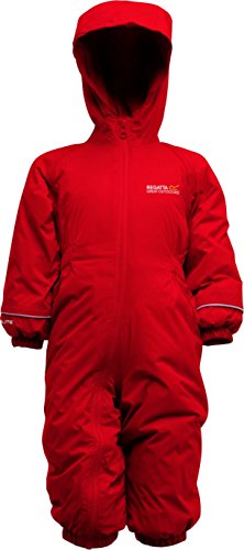 REGATTA SPLOSH II WATERPROOF PADDED FLEECE LINED ALL IN ONE SNOW SUIT BOYS GIRLS CHILDS CHILDRENS RKP122 (18-24 Months, Pepper Red)