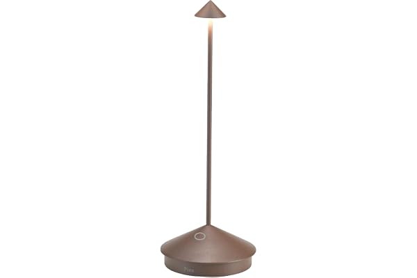 Zafferano, Lampe Pina, Lampe de Table Rechargeable et Sans Fil avec Contrôle Tactile, Convient pour le Salon et l'Extérieur, Dimmer, 2200-3000 K, Hauteur 29 cm, Couleur Corten