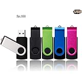 5PC 4GB USB Flash Drive by VIEKUU, Memory Stick with Swivelling Cap and Key Chain Hoop ( Multicolor)