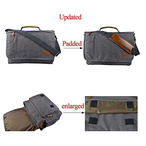 Estarer Umhängetasche / Laptoptasche 15.6 Zoll für Arbeit Uni aus Canvas Grau Updated - 4