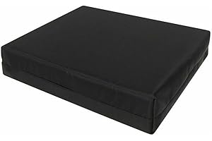 Hendem 4cm Thick Waterproof Seat Pad Indoor Outdoor Garden Rattan Furniture Foam Pad With Strong Fabric Removable Zipper Cover (51 x 48 cm / 20" x 19", Black)