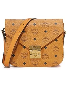 MCM Damen Schultertasche Patricia Visetos Small Cognac