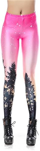 Hanberl Casual leggins 3D Pink Galaxy Aurora Sky Digital Legins Printed Women Leggings Women Pants KDK1193 L