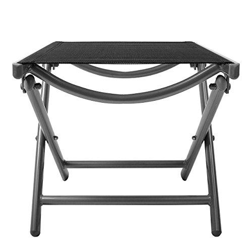 Klappstuhl Aluminium Gartenstuhl Alu Campingstuhl mit Hocker schwarz Metall - 7