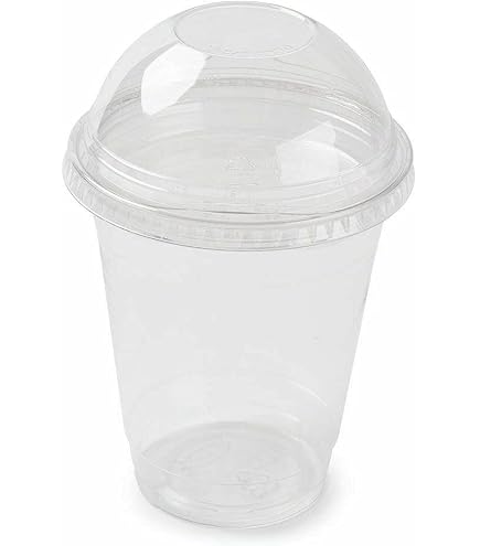 Drinkstuff - Confezione di 100 bicchieri con coperchio a cupola, ideale per smoothie, milkshake ed altri, 300 ml