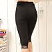 Liang Rou Maternity Elastane Adjust Waistband Cropped Leggings Lace Trim Color Black