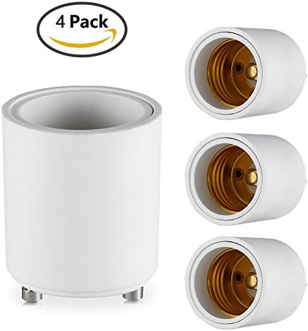GU24 to E27 Adapter GU24 Base to E27 Socket, Heat Resistant, Simple to Use, 4 Pcs