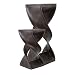 Produktbild Doppelt gedrehte Säule Blumenhocker Hocker Podest Sockel Holzhocker Holz 50 cm Dunkelbraun