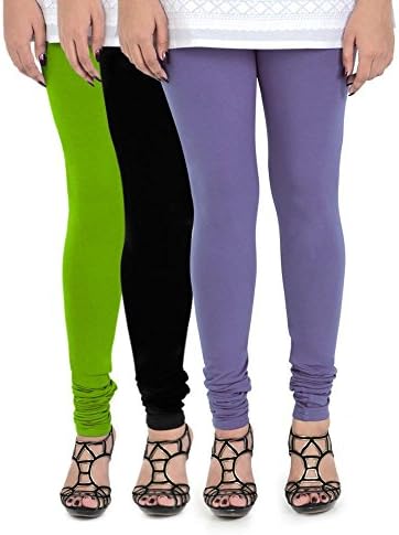 Vami Womens Cotton Stretchable Pack of 3 Churidar Leggings