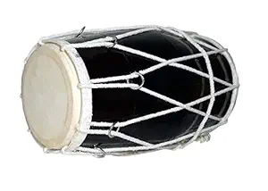 RAM Musical Rope Fitting Wooden Dholak (Black) with Bag