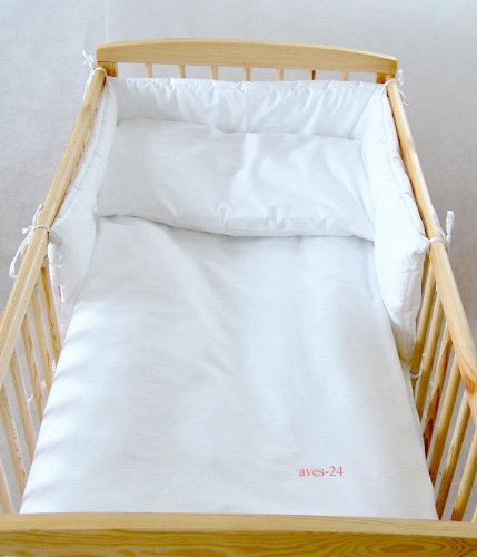BABYLUX Kinderbettwäsche 2 Tlg. 90 x 120cm Bettset Bettwäsche Babybettwäsche M/45. WEIß