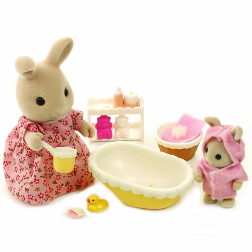 Imagen 1 de Sylvanian Families La hora del baño - Juego de 2 figuras de conejos con accesorios