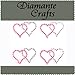 4 Hot Pink & Clear Double Hearts Diamante Vajazzle Rhinestone Gems - created exclusively for Diamante Crafts