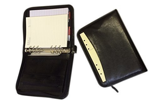 Download 9978A 30/35mm (Filofax Standard) A-5 size zipped Binder with 6 Rings in PU Material Black with 2017 Weekly Diary Inserts