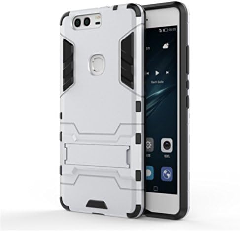 Apanphy Huawei P9 Plus Case Tough Strong [Kickstand] [Shockproof] [Drop Resistance] [High Impact] [Heavy Duty] [TPU+PC] Protective Case Cover For Huawei P9 Plus Silver