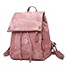 Produktbild FENICAL 1 stück Frauen PU Rucksack Lässig multifunktions Umhängetasche Daypack Schultasche mit Griff für Frauen Mädchen (Rosa)