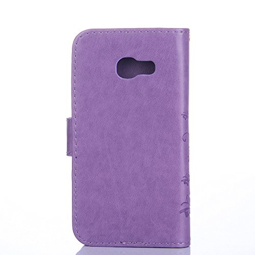 Samsung Galaxy A3 ( 2017 ) Hülle, Samsung Galaxy A3 ( 2017 ) Schutzhülle, Alfort 3 in 1 Lederhülle Fashion Design Premium PU Leder Hohe Qualität Tasche Case Cover Kasten Abdeckung Wallet für Samsung Galaxy A3 ( 2017 ) 4.7″ Smartphone Funktion Standfunktion Unterstützte Telefone und Magnetverschluss mit Schmetterling ( Helles Lila ) + Alfort Schwarz Stylus Pen + Netter Staub Stecker - 3