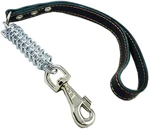 Emily Pets Black Shock Absorbing Leather Dog Short Traffic Leash 20