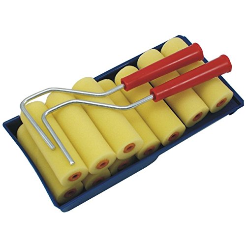 13tlg Farbroller Lackierrollen Farbwanne Set Farbwalze Malerset Malerrollen - 2