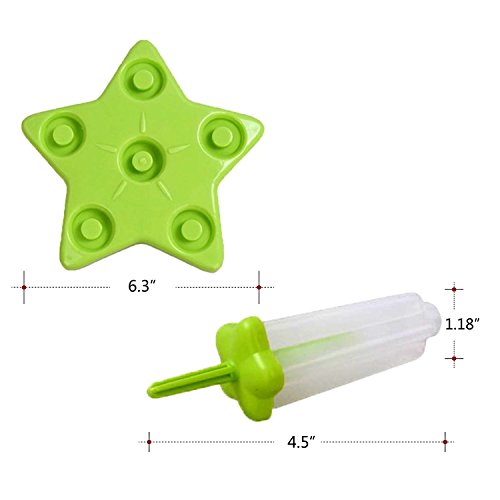 Goodlucky365 2 Pack mit 12 Eis am Stiel Formen Eis Formen Wiederverwendbaren Stieleis-Formen, Star-Pop Formen, Wassereis Macher & 1 Stück Schwamm-Topfbürste - 3