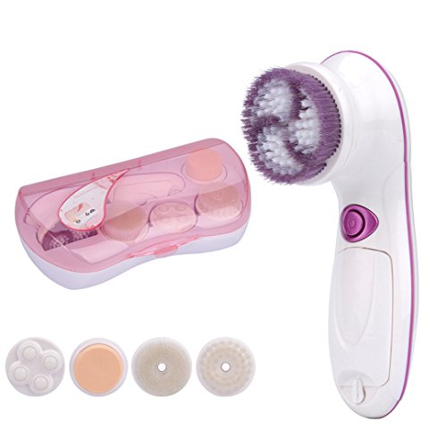 Spazzola Pulizia del Viso?Face Cleansing,Spazzola Viso Elettrica e Impermeabile,pulizia viso con 5 Testine e 2 impostazioni di velocità, Esfoliazione e Rimozione Comedone per Viso e Corpo