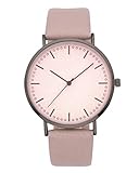 MANIFO Quarzuhr Armbanduhr Damen Uhren Frauen Quarz Uhr 40mm rund analog elegant mit PU Lederarmband (Pink)