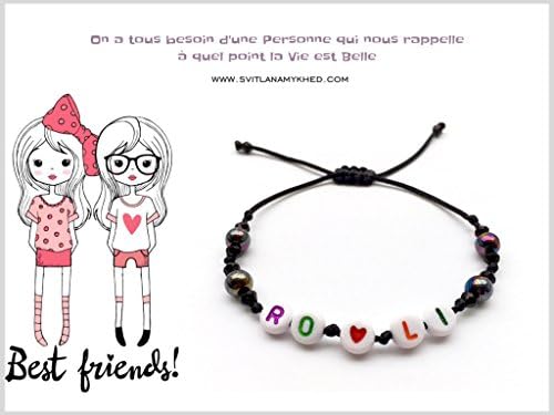 Bracelet name surname initial message "RO ❤️ LI " (reversible, customizable) man, woman, child, baby, newborn