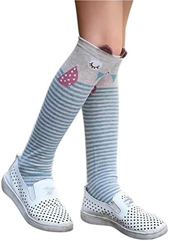 BOBORA Baby Girls Kids Knee High Socks Cute Animal Pattern Cotton Long Socks for 3-12Years