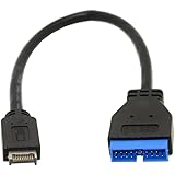 CY USB 3.1 Front Panel Header to USB 3.0 20-Pin Header Extension Cable 20 cm Black for ASUS Motherboard